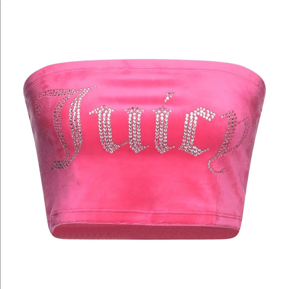 RARE *SET* Juicy Couture tube top and mini short set, rhinestone logo Y2K